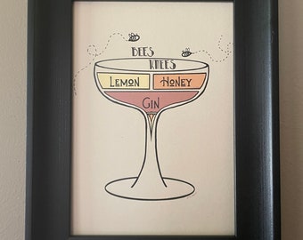Bees Knees-cocktailprint *digitaal item*