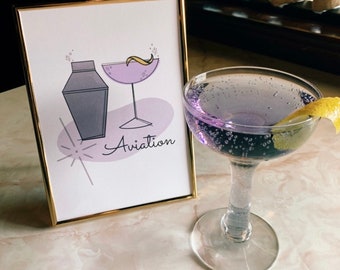 Cocktailprint uit het midden van de eeuw - luchtvaart **digitale download**