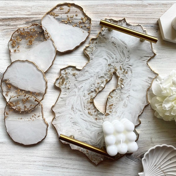 Sale* Geode tray and matching coasters