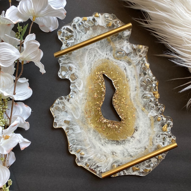 Custom made Beautiful resin geode tray Etsy