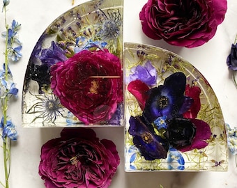 Custom Floral Resin Bookends, Wedding Bouquet Preservation (Set of 2)