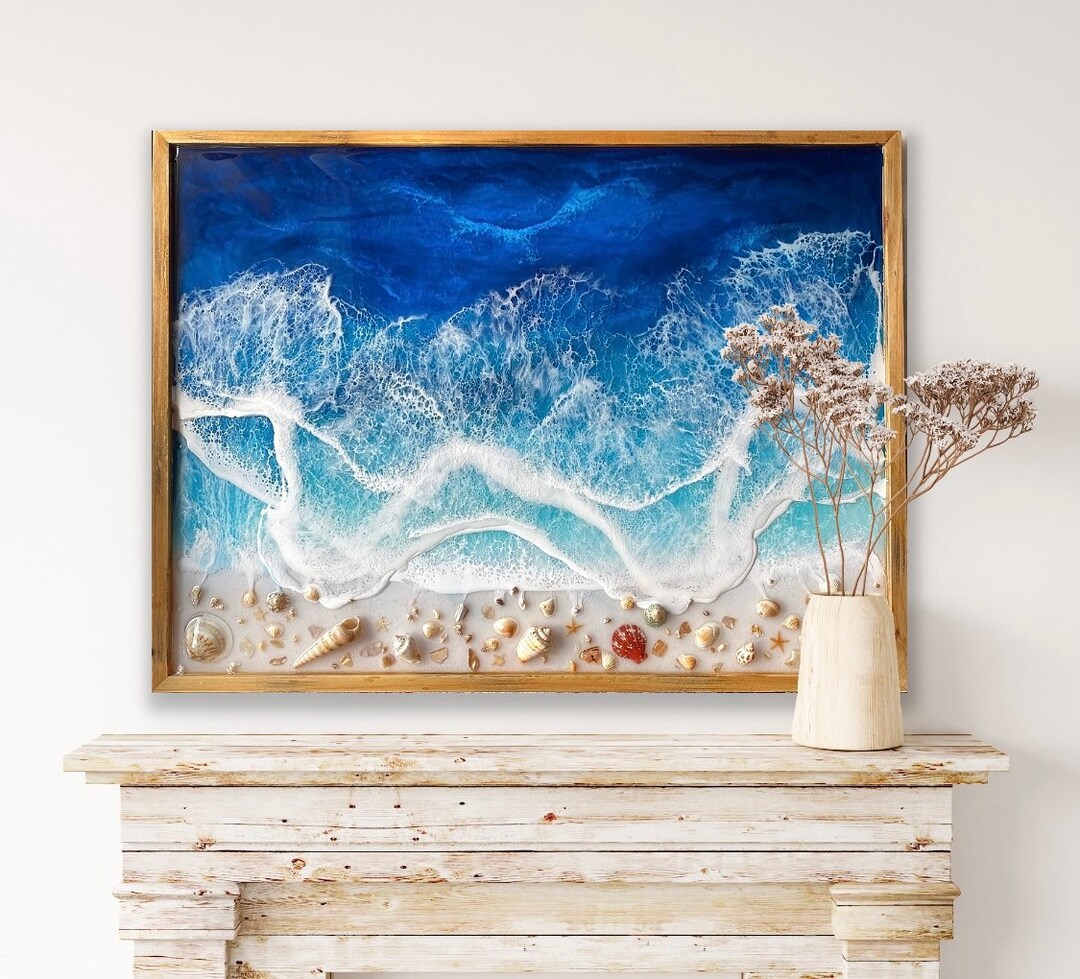 Resin Ocean Wave Painting With Wood Frame - Etsy