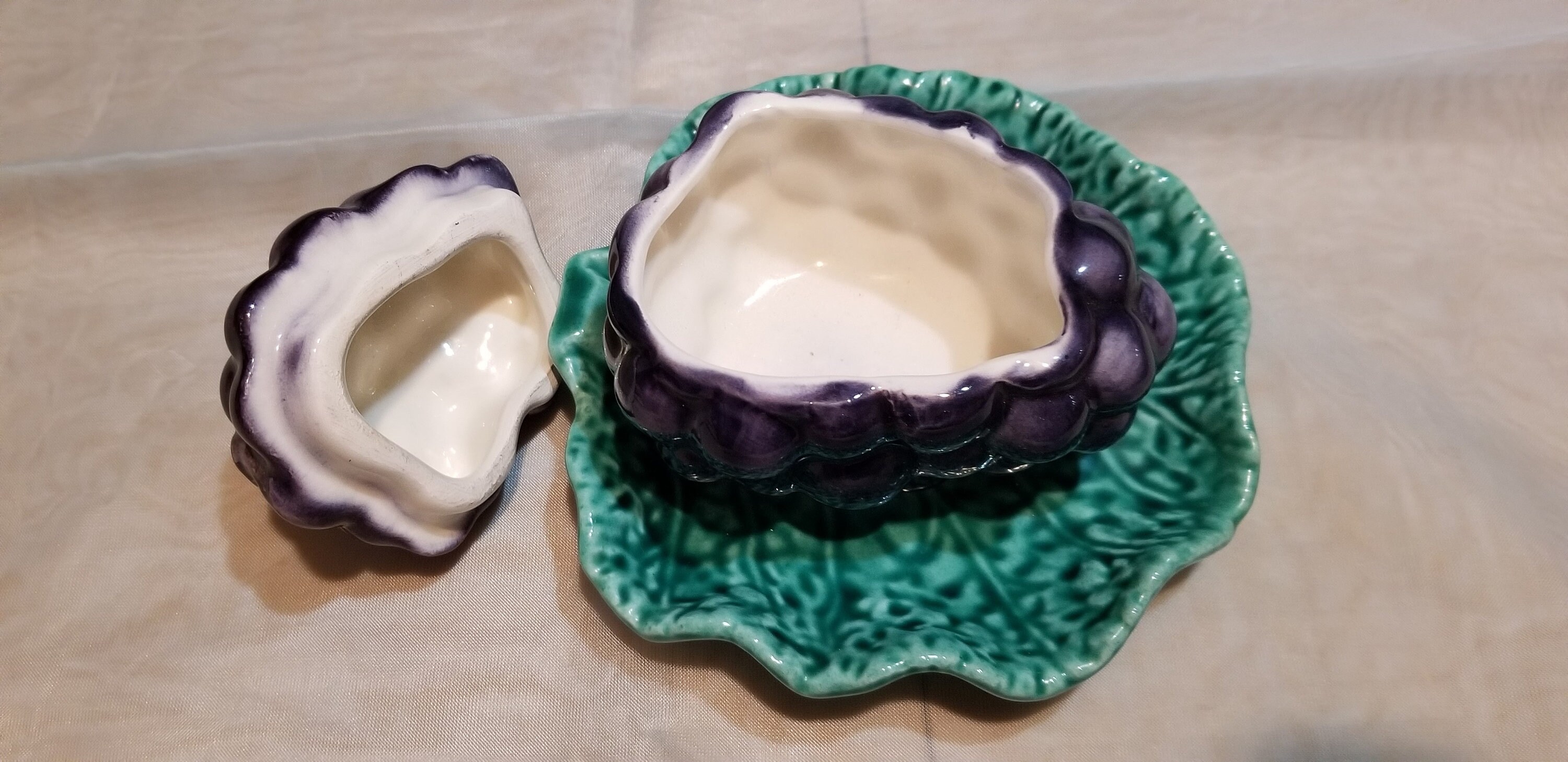 Japan Vintage Ceramic Lego Grape Sugar Bowl 1960s Dining & Serving