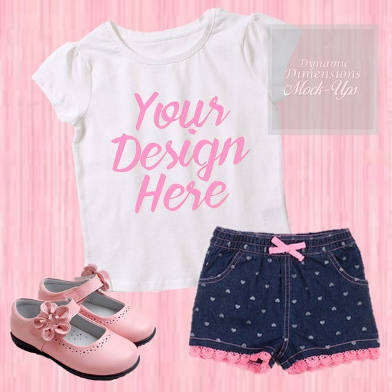 Girls Ruffle Short Sleeve White Shirt Mockup Flat Girls Ruffle Short Sleeve White Shirt Mockup Flat
