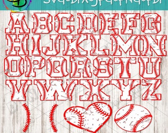 Baseball SVG, Baseball font, alphabet, numbers svg, png, dxf, pdf for cricut, silhouette studio, cutting machines, vinyl decal, shirt design