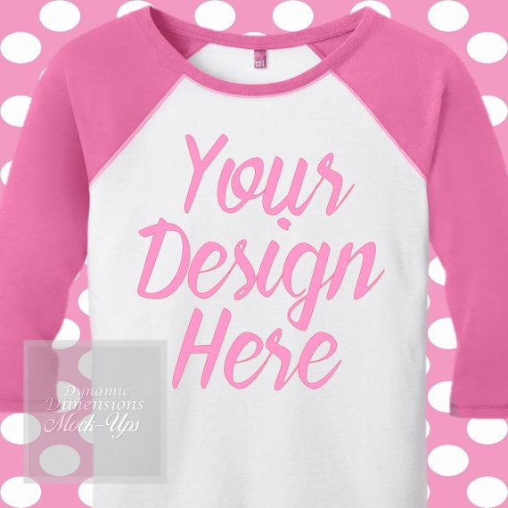 Mockup Girls Pink Raglan Shirt Mockup Flat Lay Mockup Girls Pink Raglan Shirt Mockup Flat Lay