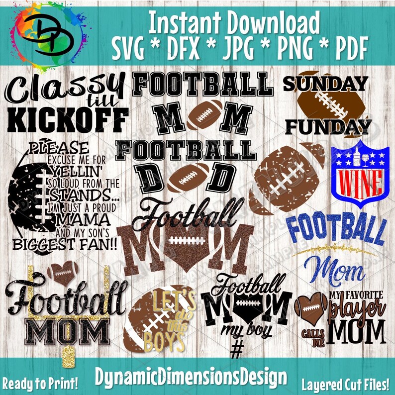 Football Bundle Svg Love Football Svg Football Svg Sunday Etsy