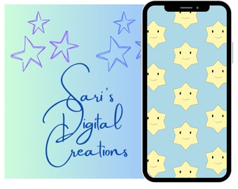 Phone Wallpaper | Mobile  | iPhone | Stars | Blue Background | Smartphone Wallpaper | Phone Backgrounds | Cute | Trendy