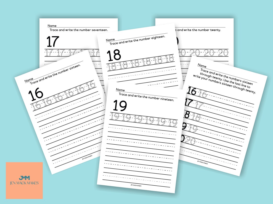 Handwriting Practice Tracing Numbers 1120, Printable Number 1120