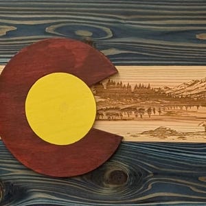 Handcrafted Wooden Colorado Flag Bear