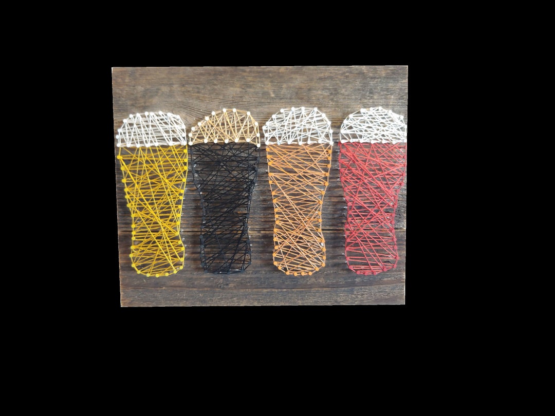 Handcrafted Beer Glasses String Art Made on Reclaimed Cedar Etsy