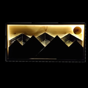 Handcrafted Lighted Dual Mountain Range made from cedar comes with LED lights behind mountains