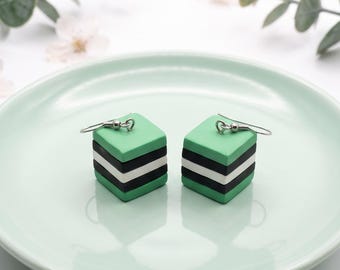 Licorice allsorts earrings, polymer clay food earrings for women unique, Christmas present for mum, Christmas gift for baker