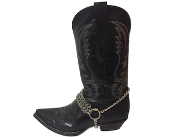 Correa de cota de malla de acero para botas: accesorio de serpiente hecho a mano