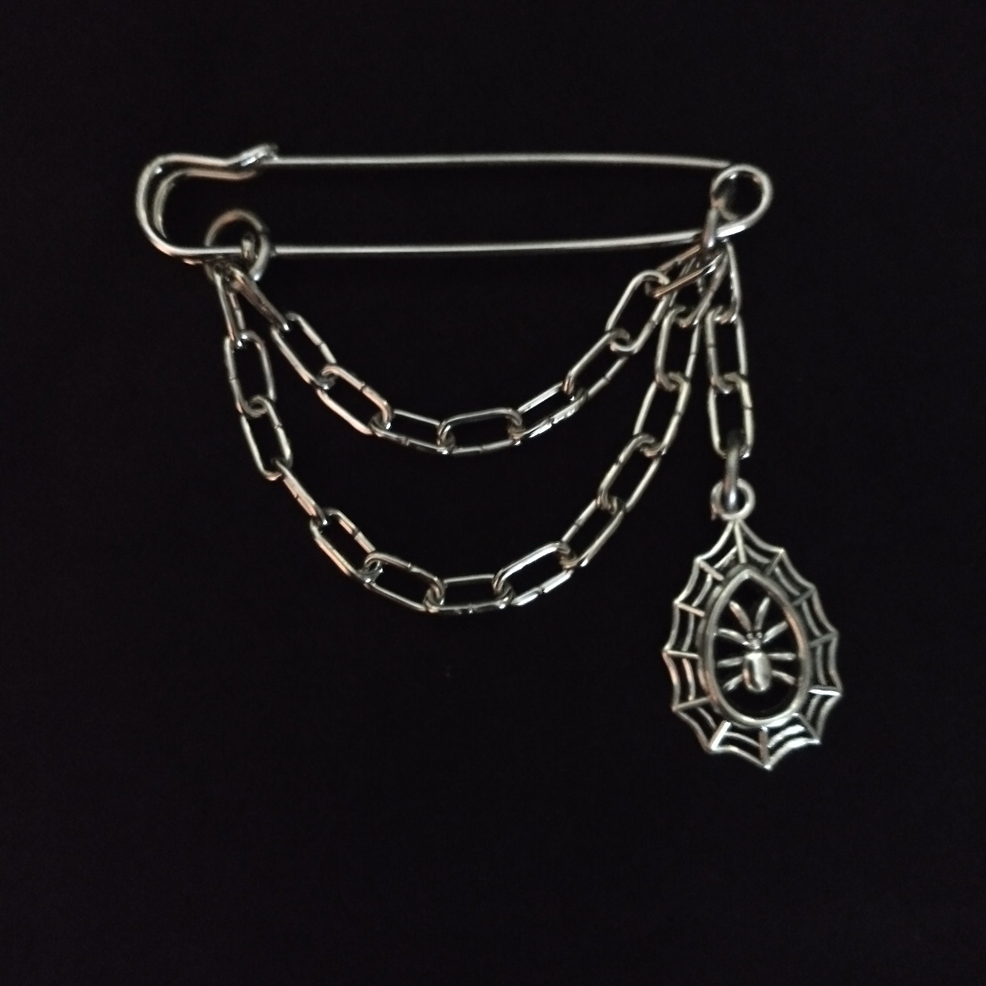 Victorian Spider Web Chain Pin - Etsy