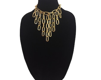 Gold Tone Chain Link Necklace - Statement Jewelry