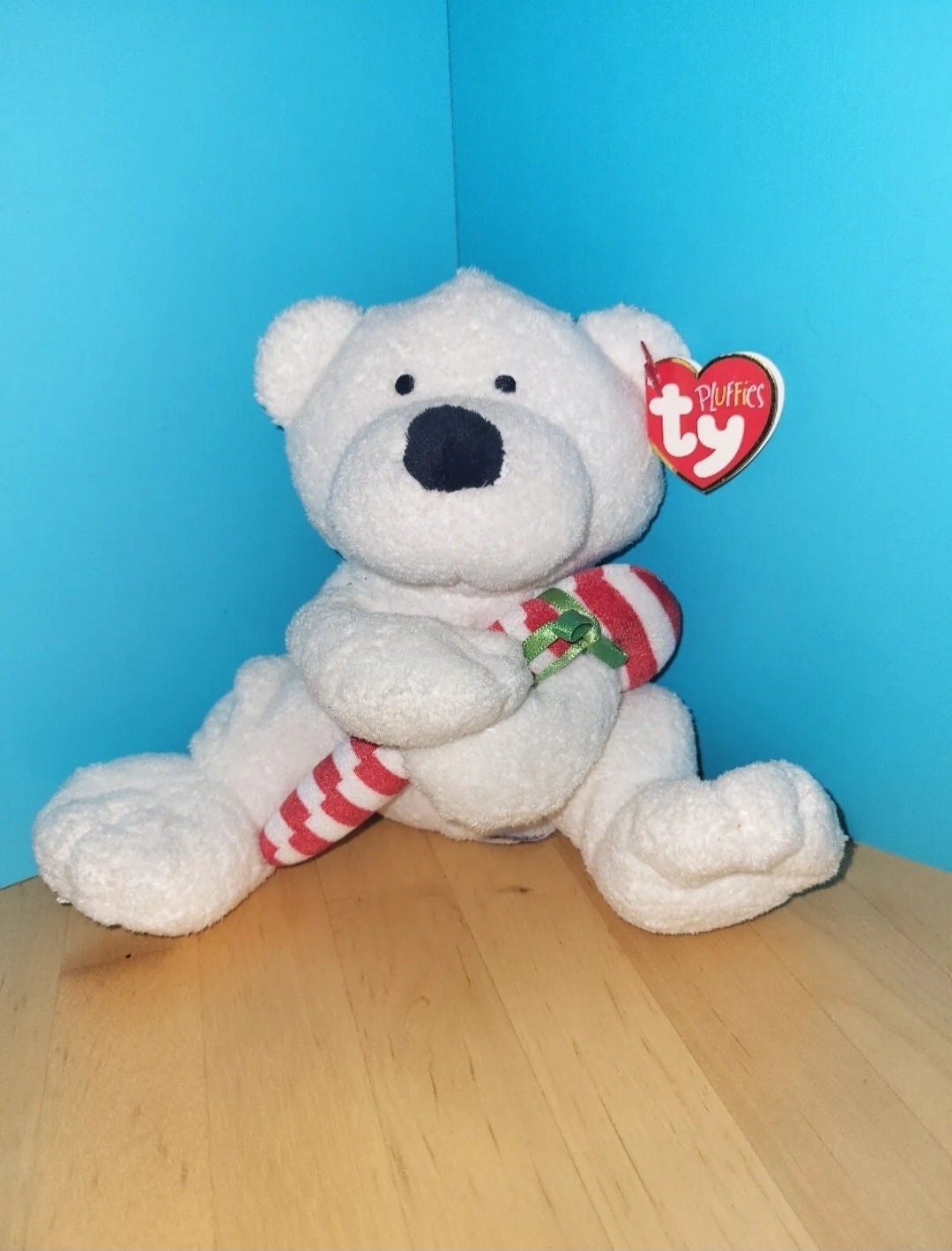 TY Pluffies Polar Bear Plush Candy Cane Etsy