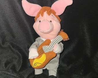 Disney Store Winnie The Pooh The Beatles Piglet Plush With Guitar