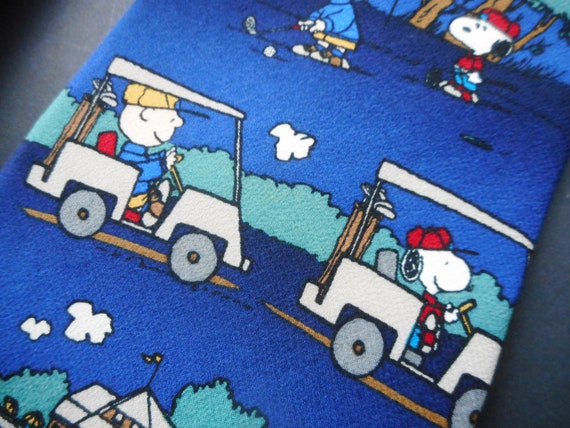 Vintage Snoopy Golf Silk Tie - Charlie Brown Peanuts Necktie
