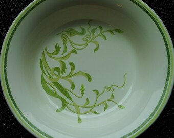 Vintage Franciscan Earthenware Bowl: Green Leaves Pattern, Salad Serving Bowl