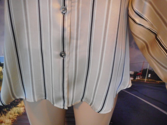 70’s Striped Ruffled Puff Sleeve Blouse by Evan-Picone