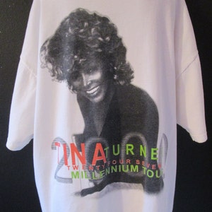 Vintage Tina Turner Tee Clothing - Tops Tees - T-shirt - Millennium Tour Shirt - Concert Tee - Unisex Large White Top - Urban Streetwear.