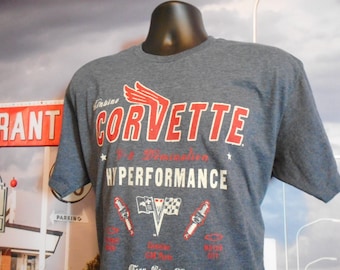 Corvette T-shirt - Vintage Graphic Tee - Blue Car Lover Shirt - Road Trip Comfort