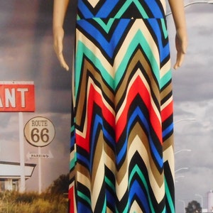 Vintage Maxi-Skirt - 80&#39;s Small Vintage Skirt - Made In USA - Travel Skirt - Multi-Color Vintage Skirt - Chevron Stripes - Multitasking