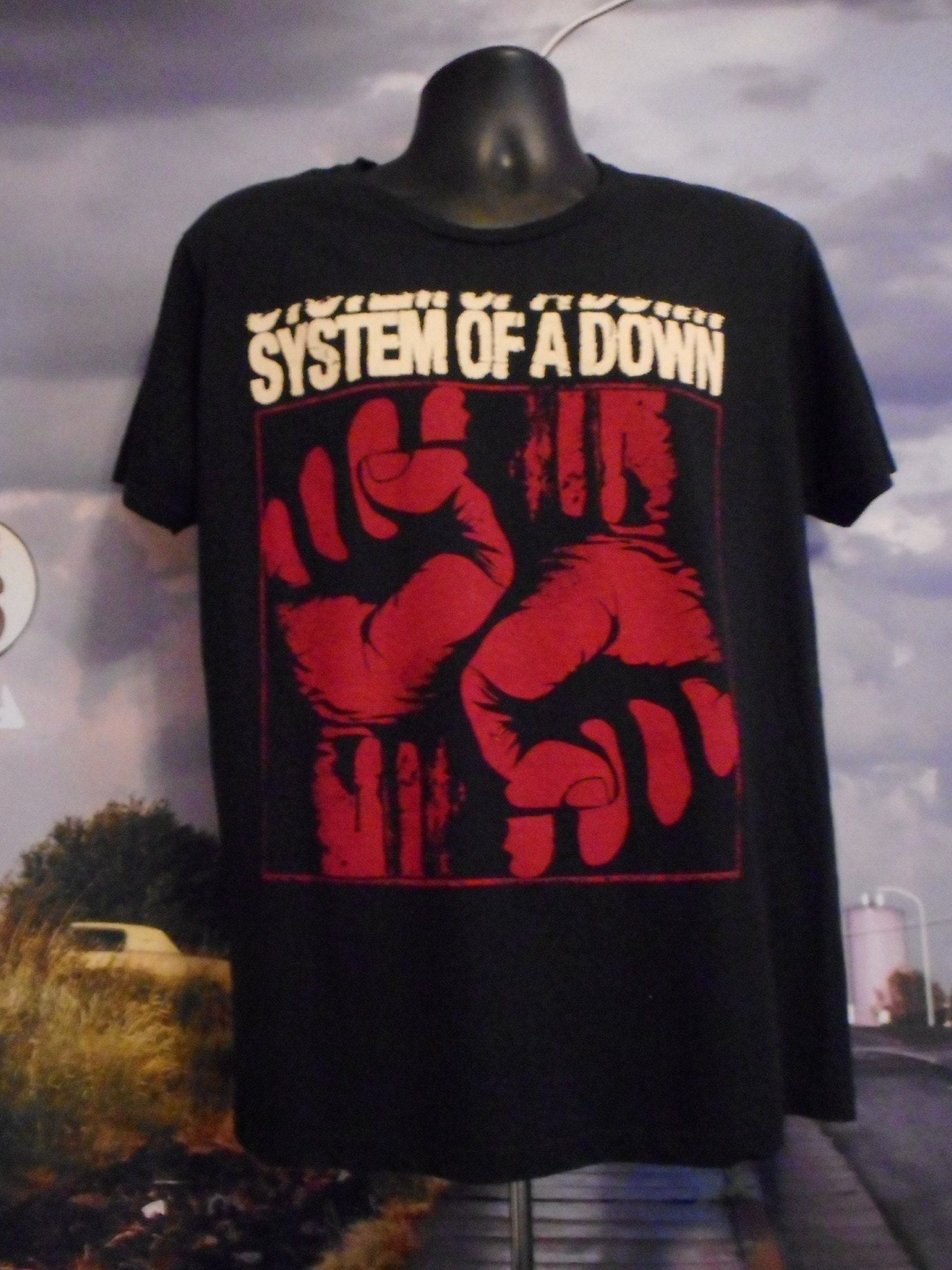 90s system of a down Tシャツ Vintage 90's System Of A Down Hand Concert Tour Black T