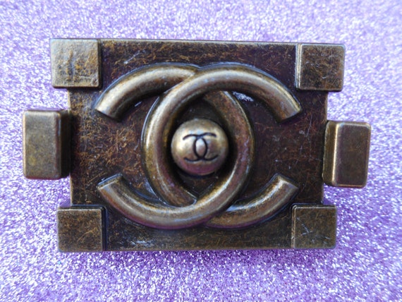 Chanel Bag Vintage Mademoiselle Squeeze Lock Brass Rare Chanel 3 Pieces Everlasting Brass Double C Logo Hardware Custom Belt Etsy