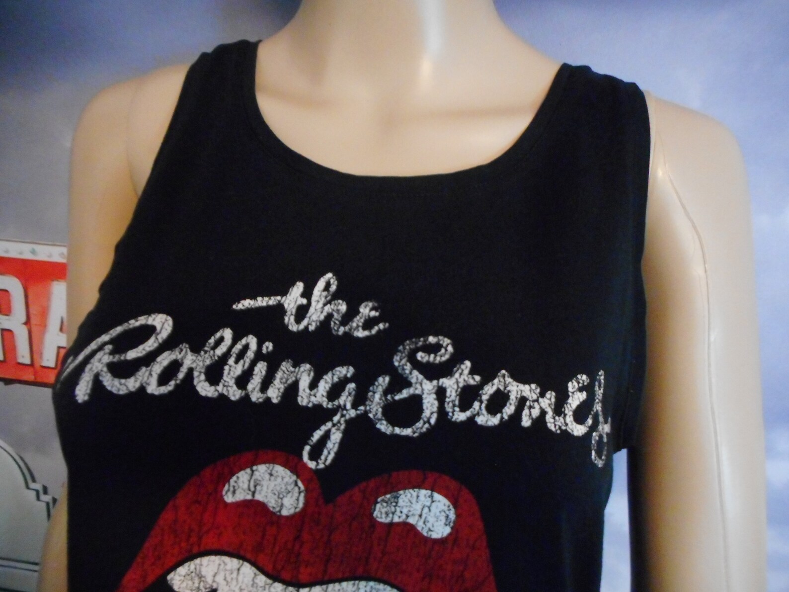 Black Rolling Stones Tank Top Retro Women's Medium Rolling Stones Top