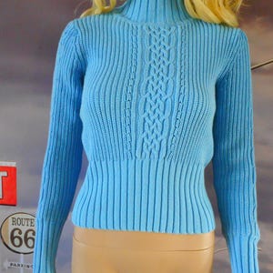 Vintage 90&#39;s Petite Blue Sweater By Tommy Hilfiger - Designer Hilfiger Knit Made In Hong Kong 90&#39;s Quality -  High Neck - Spring Sweater