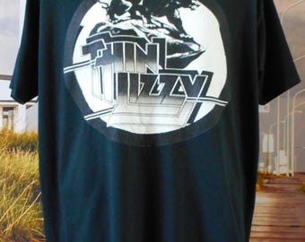 Thin Lizzy Official T-Shirt - Black Band Logo Tee With Four Leaf Clover Design, 100% Cotton - View #9