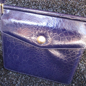 1950&#39;s Blue Vintage Handbag - Top-Handle Bag - Bobbie Jerome Leather Mini-Satchel - Ladylike. Structured Style - Day/Evening Event. Formal.