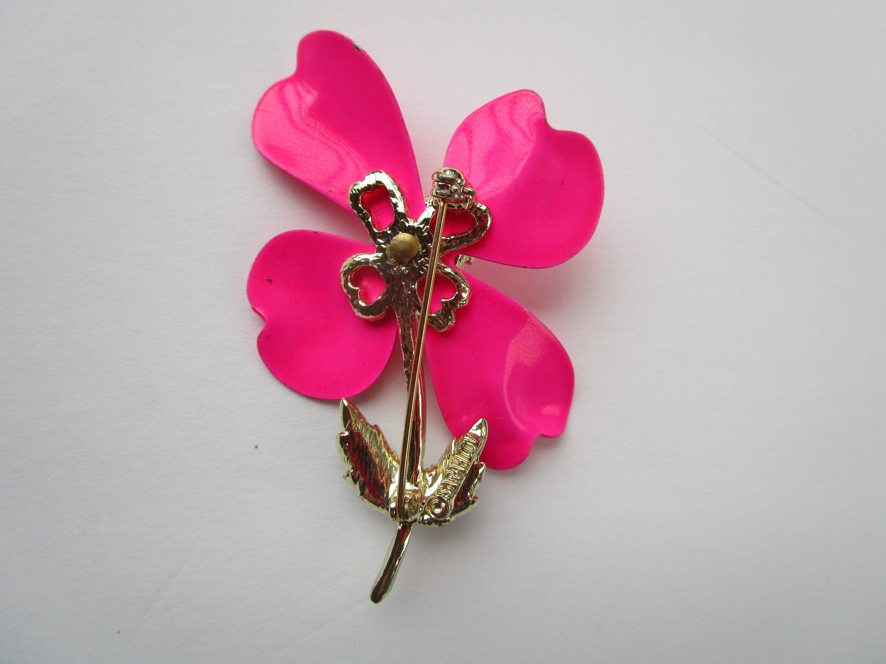 Pink Flower Brooch/pin Vintage Pink Flower Pin 1960's Etsy UK