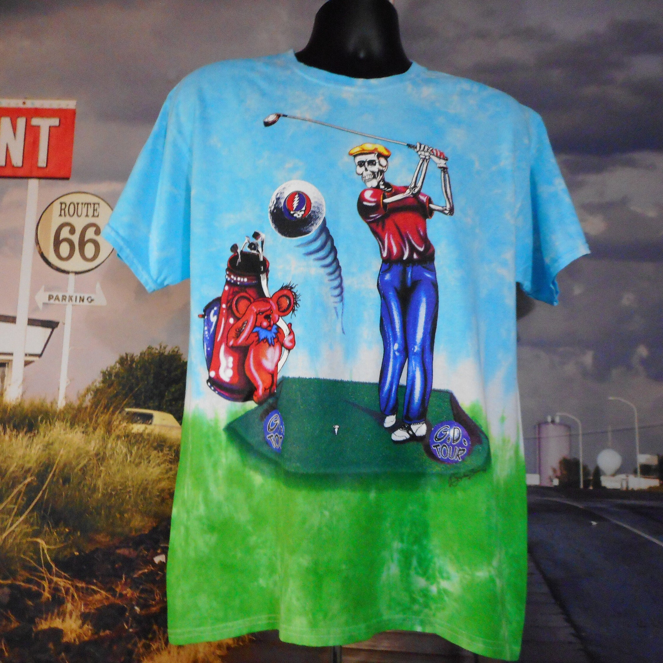 VINTAGE - 【80&#39;s】 grateful dead 1966〜1980 tour Tee Vtg 80's GRATEFUL DEAD Sold Out Rock Tour. White/blue T