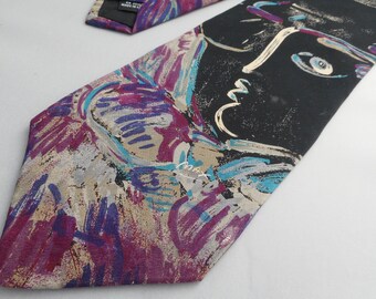 Peter Max Art Necktie - Silk Tie - NeoMax Collection - 1980's Upscale Menswear Suit Accessory - Artist Signature