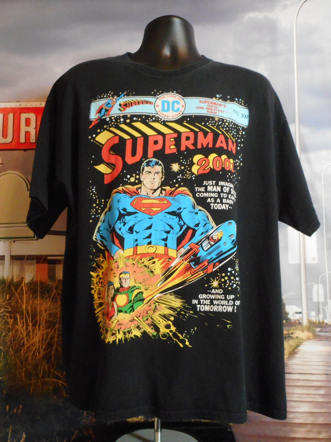 2000'S SUPERMAN Character Print T-Shirt Men's XL cotton black type Vintage Second Hand