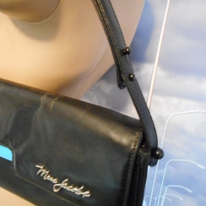 Marc Jacobs Shoulder Bag - Dual Compartment Vintage Jacobs By Marc Jacobs - Leather Purse - Handbag - Flap Bag - Pop of Color - Black Bag