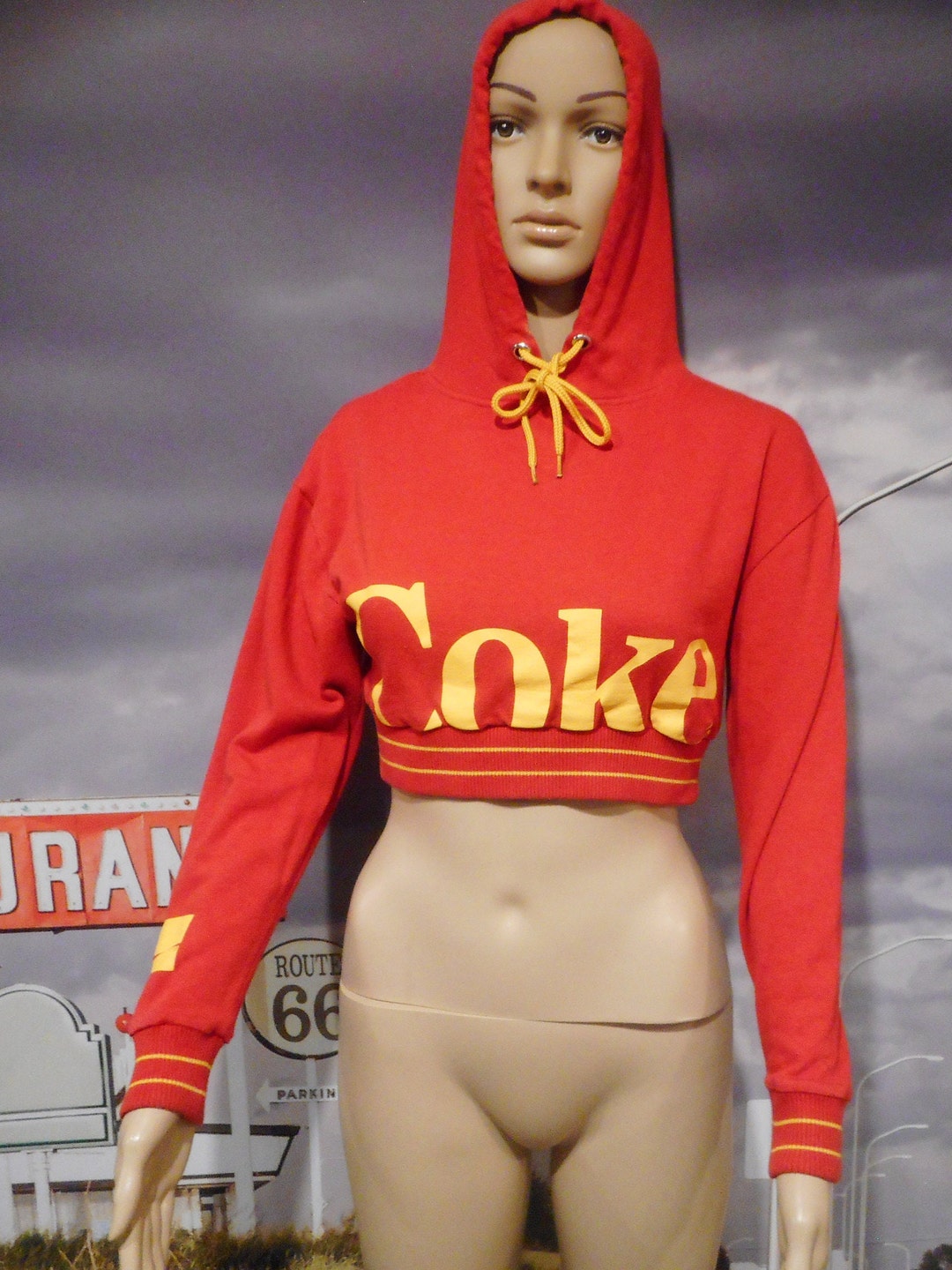Coca cola crop top hoodie discount