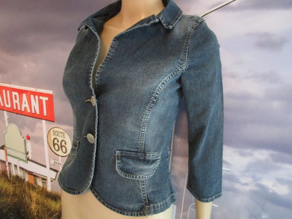 Y2K Jean Jacket Petite Plus Fitted 