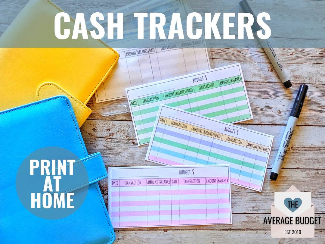 Cash Envelope Tracker, Horizontal Cash Trackers, Printable, Cash