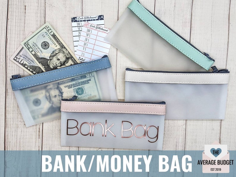 Money Bag Bank Bag Cash Envelopes Clear Zipper Etsy