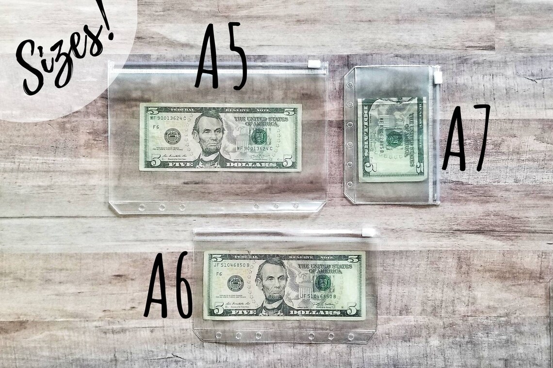Zipper Cash Envelopes Plastic Cash Envelopes A6 Binder Etsy