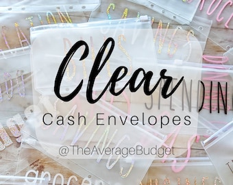 Cash Envelope, Zipper Cash Envelopes, A6 Binder, Clear Envelopes, Laminated Cash Envelopes, Dave Ramsey, Filofax, Cash Divider, Rae Dunn