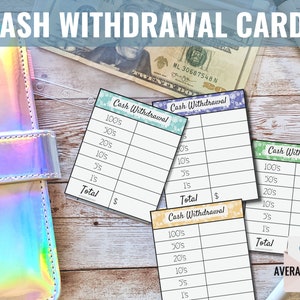 Cash Withdrawal Slip, Cash Breakdown,  Cash Envelope, Cash Trackers, Cash Envelopes, Dave Ramsey, Budgeting Envelopes, Laminated Envelope