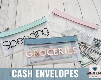 Money Bag, Bank Bag, Cash Envelopes, Clear Zipper Envelopes,Budget Binder, Laminated Cash Envelopes, Budget Book, A6 Binder