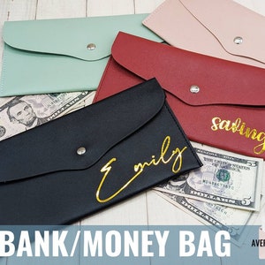 Leather Cash Envelope, Money Bag, Bank Bag, Cash Envelopes,  Envelopes,Budget Binder, Laminated Cash Envelopes, Budget Book, A6 Binder