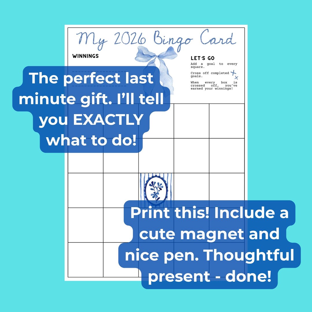 2026 Bingo Card - Pack of 5 Designs - Blue Coquette, Midcentury Modern ...