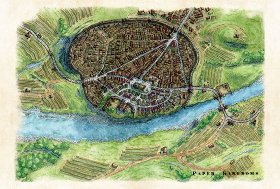 City Of Baird Tabletop Rpg Map With Dm Notes Etsy